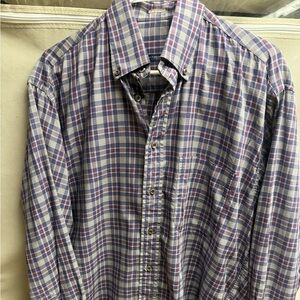 Burberry Men's Plaid Shirt - Blue and Purple